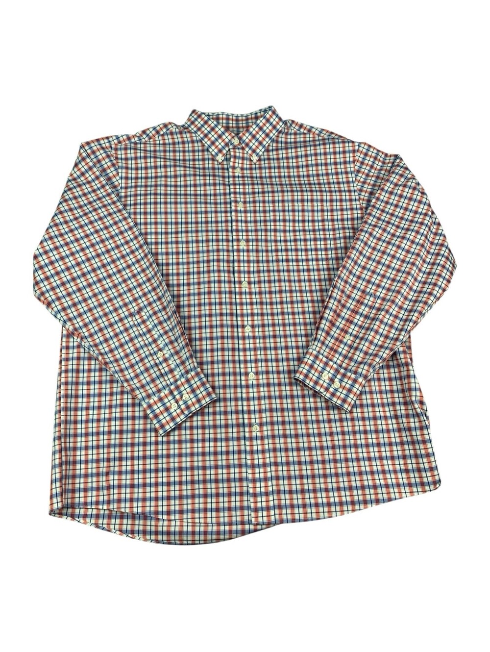 Jos A Bank Travelers Collection Mens Long Sleeve Shirt, Plaid, Cotton, Size XL